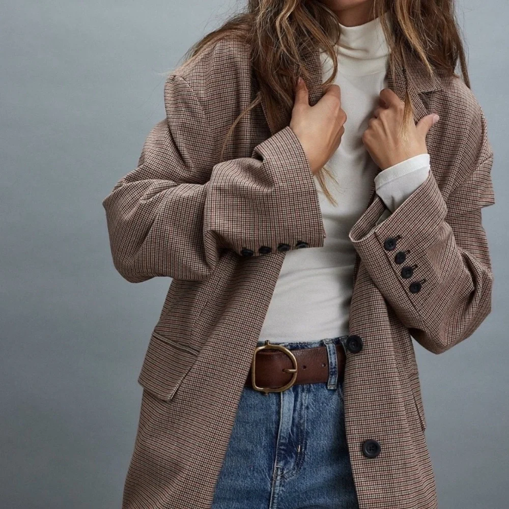 NWOT Free People Reggie Blazer Ginger Combo - Picture 2 of 14